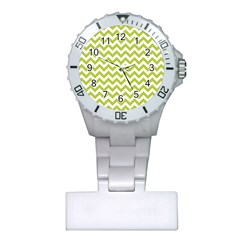 Spring Green And White Zigzag Pattern Nurses Watch