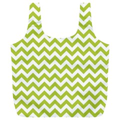 Spring Green And White Zigzag Pattern Reusable Bag (xl) by Zandiepants