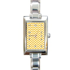 Sunny Yellow And White Zigzag Pattern Rectangular Italian Charm Watch