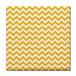 Sunny Yellow And White Zigzag Pattern Ceramic Tile Front