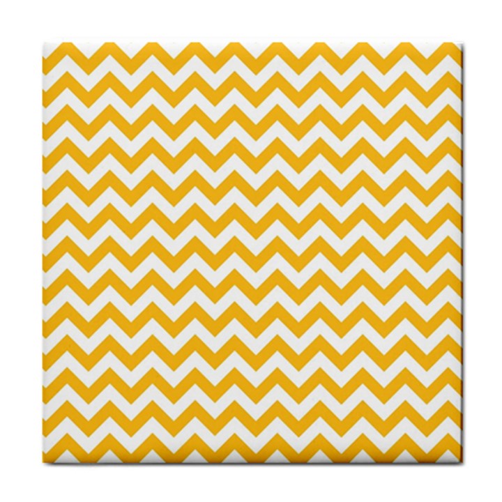 Sunny Yellow And White Zigzag Pattern Ceramic Tile