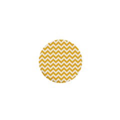 Sunny Yellow And White Zigzag Pattern 1  Mini Button Magnet