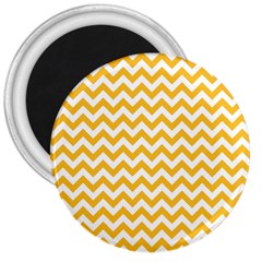 Sunny Yellow And White Zigzag Pattern 3  Button Magnet