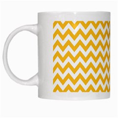 Sunny Yellow And White Zigzag Pattern White Coffee Mug