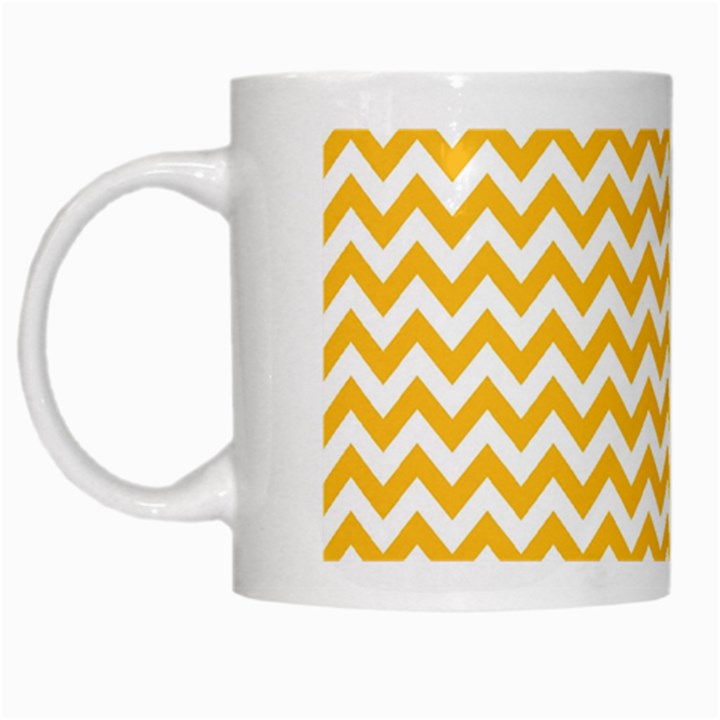 Sunny Yellow And White Zigzag Pattern White Coffee Mug