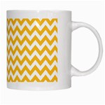 Sunny Yellow And White Zigzag Pattern White Coffee Mug Right