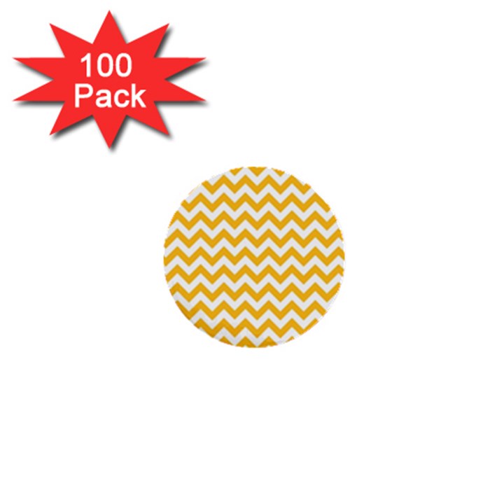 Sunny Yellow And White Zigzag Pattern 1  Mini Button (100 pack)