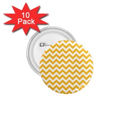 Sunny Yellow And White Zigzag Pattern 1.75  Button (10 pack)