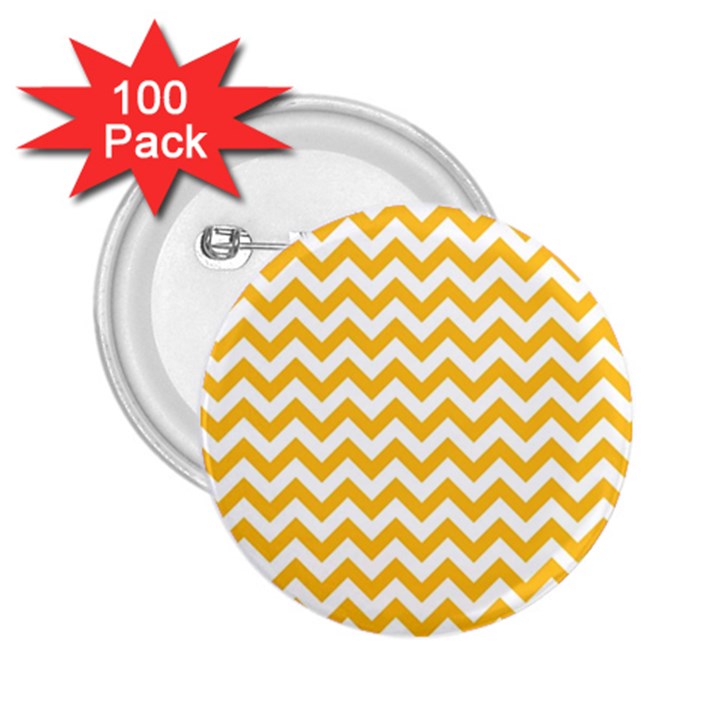 Sunny Yellow And White Zigzag Pattern 2.25  Button (100 pack)