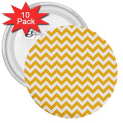 Sunny Yellow And White Zigzag Pattern 3  Button (10 pack)