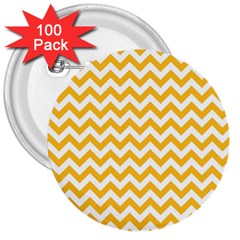 Sunny Yellow And White Zigzag Pattern 3  Button (100 pack)