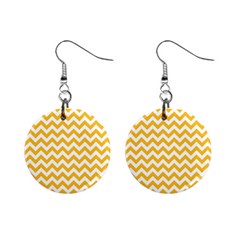 Sunny Yellow And White Zigzag Pattern Mini Button Earrings