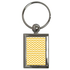 Sunny Yellow And White Zigzag Pattern Key Chain (Rectangle)