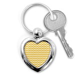 Sunny Yellow And White Zigzag Pattern Key Chain (Heart) Front