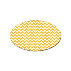 Sunny Yellow And White Zigzag Pattern Sticker (Oval)