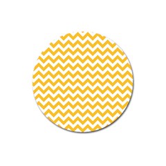 Sunny Yellow And White Zigzag Pattern Magnet 3  (Round)