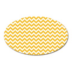 Sunny Yellow And White Zigzag Pattern Magnet (oval) by Zandiepants