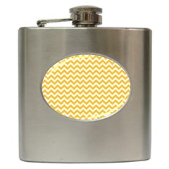 Sunny Yellow And White Zigzag Pattern Hip Flask