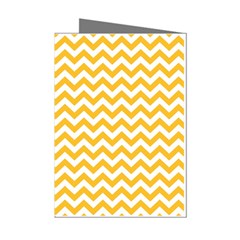 Sunny Yellow And White Zigzag Pattern Mini Greeting Card (8 Pack) by Zandiepants