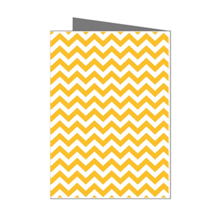 Sunny Yellow And White Zigzag Pattern Mini Greeting Card (8 Pack)