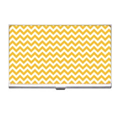 Sunny Yellow And White Zigzag Pattern Business Card Holder