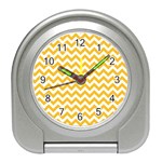 Sunny Yellow And White Zigzag Pattern Desk Alarm Clock Front