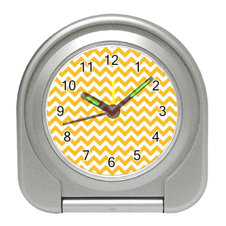 Sunny Yellow And White Zigzag Pattern Desk Alarm Clock