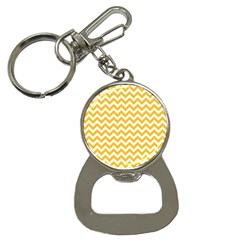 Sunny Yellow And White Zigzag Pattern Bottle Opener Key Chain