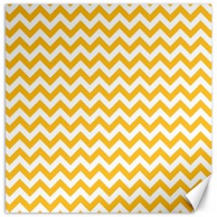 Sunny Yellow And White Zigzag Pattern Canvas 12  X 12  (unframed) by Zandiepants