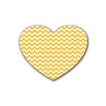 Sunny Yellow And White Zigzag Pattern Drink Coasters (Heart) Front