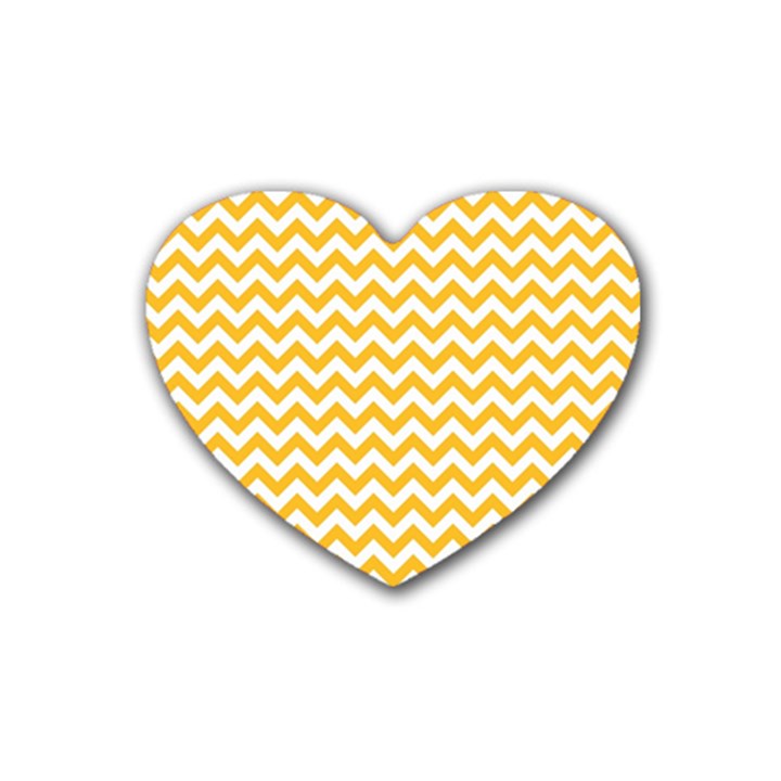 Sunny Yellow And White Zigzag Pattern Drink Coasters (Heart)