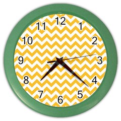 Sunny Yellow And White Zigzag Pattern Wall Clock (Color)