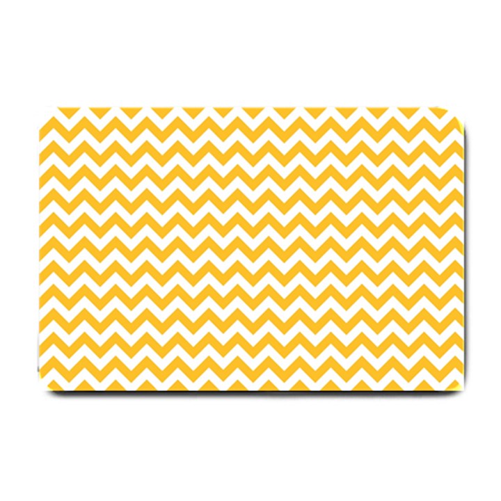 Sunny Yellow And White Zigzag Pattern Small Door Mat