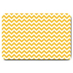 Sunny Yellow And White Zigzag Pattern Large Door Mat