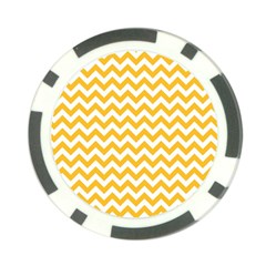 Sunny Yellow And White Zigzag Pattern Poker Chip