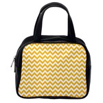 Sunny Yellow And White Zigzag Pattern Classic Handbag (One Side) Front