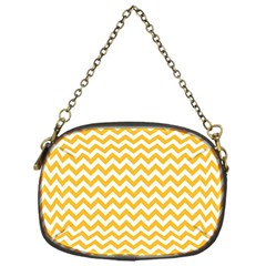 Sunny Yellow And White Zigzag Pattern Chain Purse (one Side) by Zandiepants