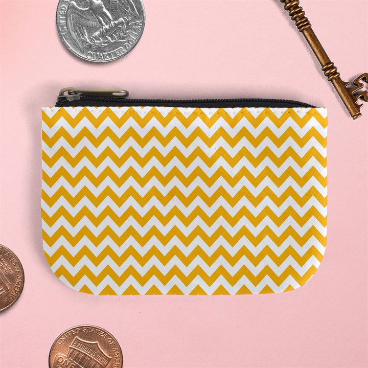 Sunny Yellow And White Zigzag Pattern Coin Change Purse