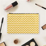 Sunny Yellow And White Zigzag Pattern Cosmetic Bag (Medium) Front