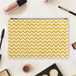 Sunny Yellow And White Zigzag Pattern Cosmetic Bag (Large) Front