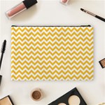 Sunny Yellow And White Zigzag Pattern Cosmetic Bag (Large) Back