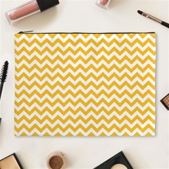 Sunny Yellow And White Zigzag Pattern Cosmetic Bag (XL)