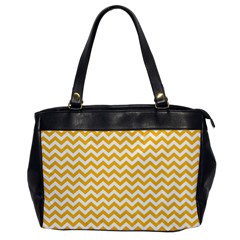 Sunny Yellow And White Zigzag Pattern Oversize Office Handbag (One Side)