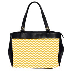 Sunny Yellow And White Zigzag Pattern Oversize Office Handbag (Two Sides)