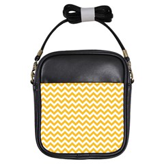 Sunny Yellow And White Zigzag Pattern Girl s Sling Bag by Zandiepants