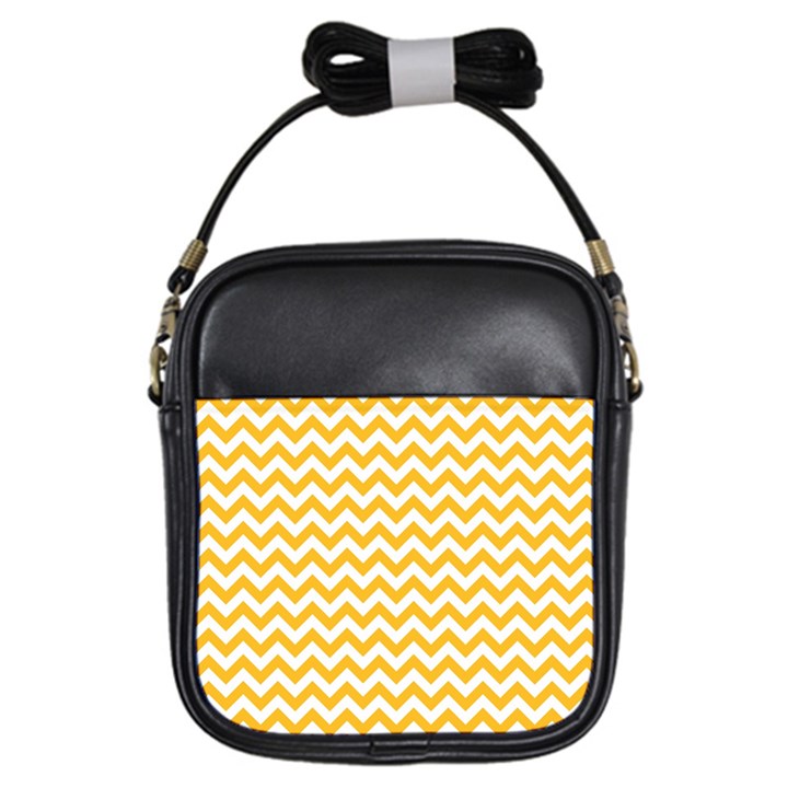 Sunny Yellow And White Zigzag Pattern Girl s Sling Bag