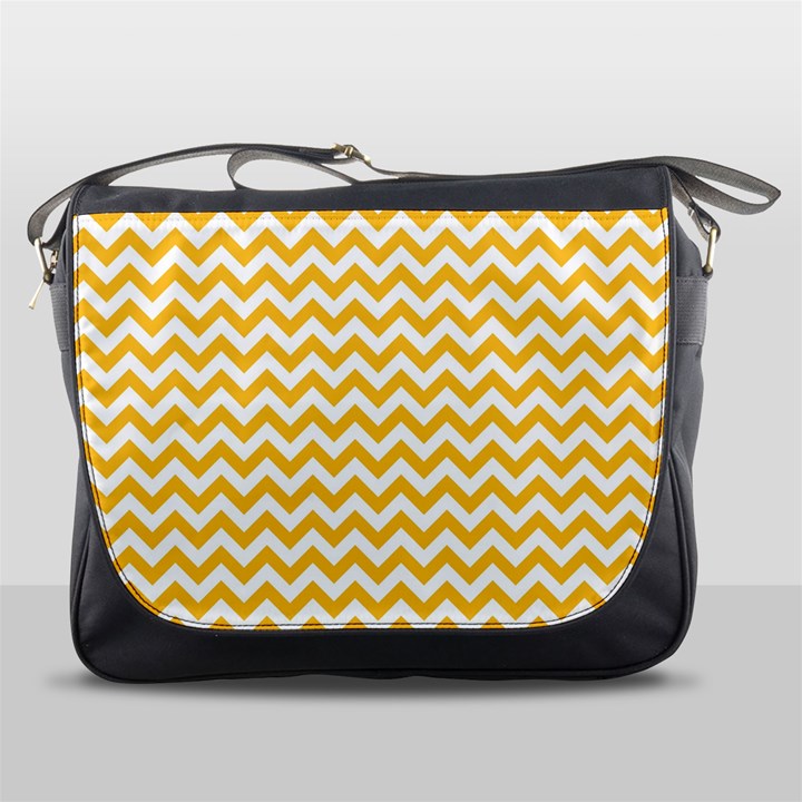 Sunny Yellow And White Zigzag Pattern Messenger Bag