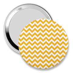 Sunny Yellow And White Zigzag Pattern 3  Handbag Mirror