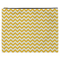 Sunny Yellow And White Zigzag Pattern Cosmetic Bag (xxxl)