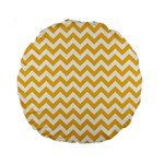 Sunny Yellow And White Zigzag Pattern 15  Premium Round Cushion  Front